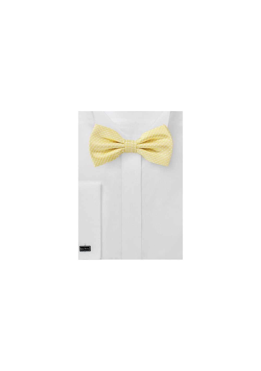 Vanilla Yellow Pin Dot Bow Tie