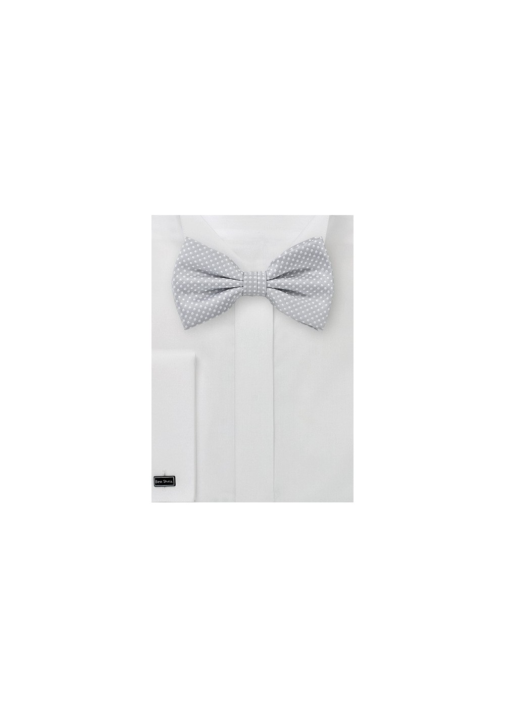 Pin Dot Bow Tie in Silver and White
