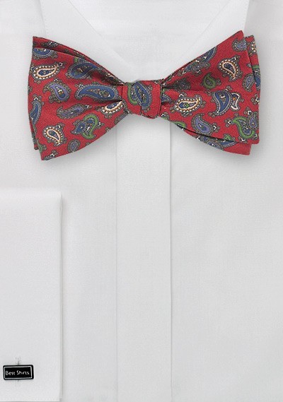 Self Tie Bow Tie with Vintage Paisley Print