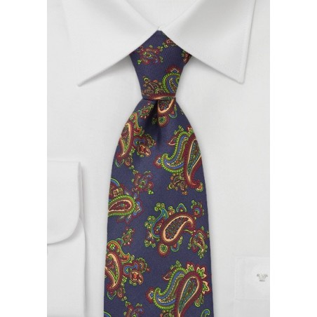 Designer Silk Tie with Vintage Paisley Print