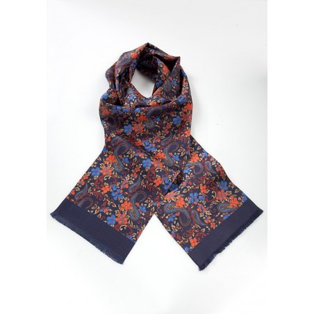 Elegant Silk Scarf for Men with Floral Pattern