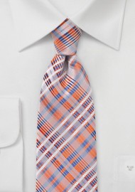 Apricot Orange Summer Plaid Tie