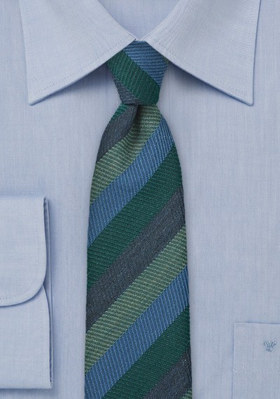 Dark Green and Blue Narrow Wool Tie