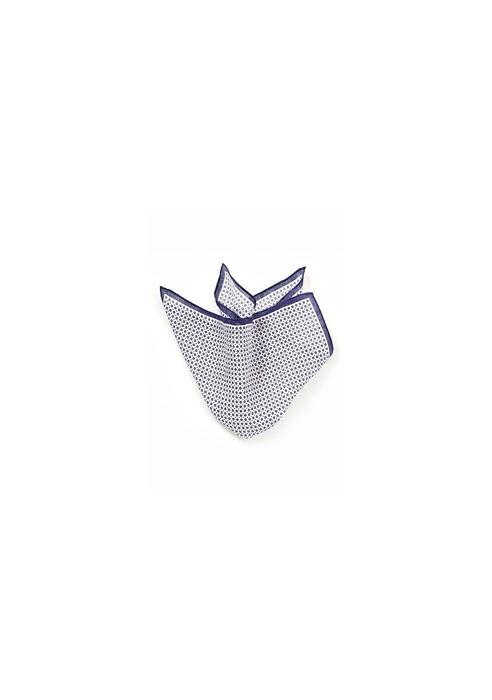 Linen Pocket Square in Blue and White