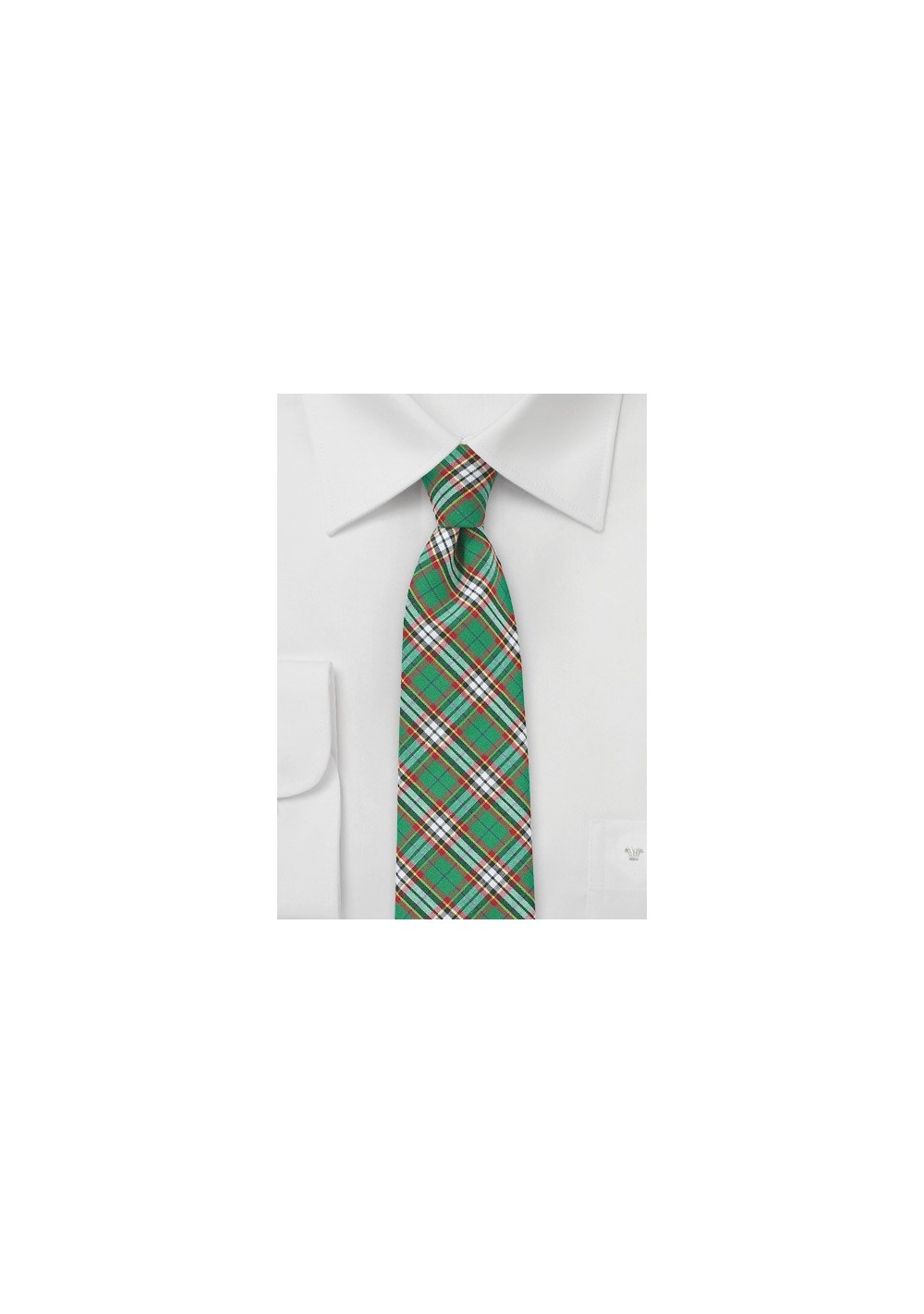 Green and Red Tartan Plaid Cotton Necktie