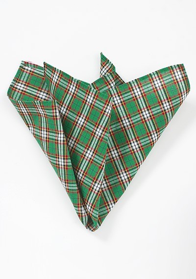 Green and Red Tartan Plaid Handkerchief