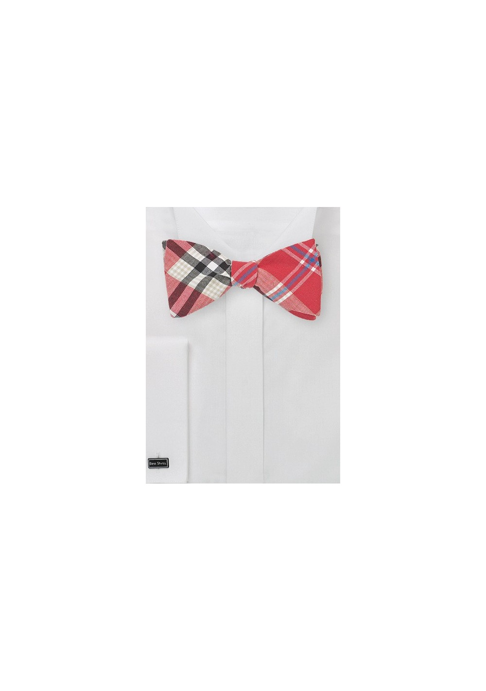 Cotton Plaid Bow Tie in Summer Reds