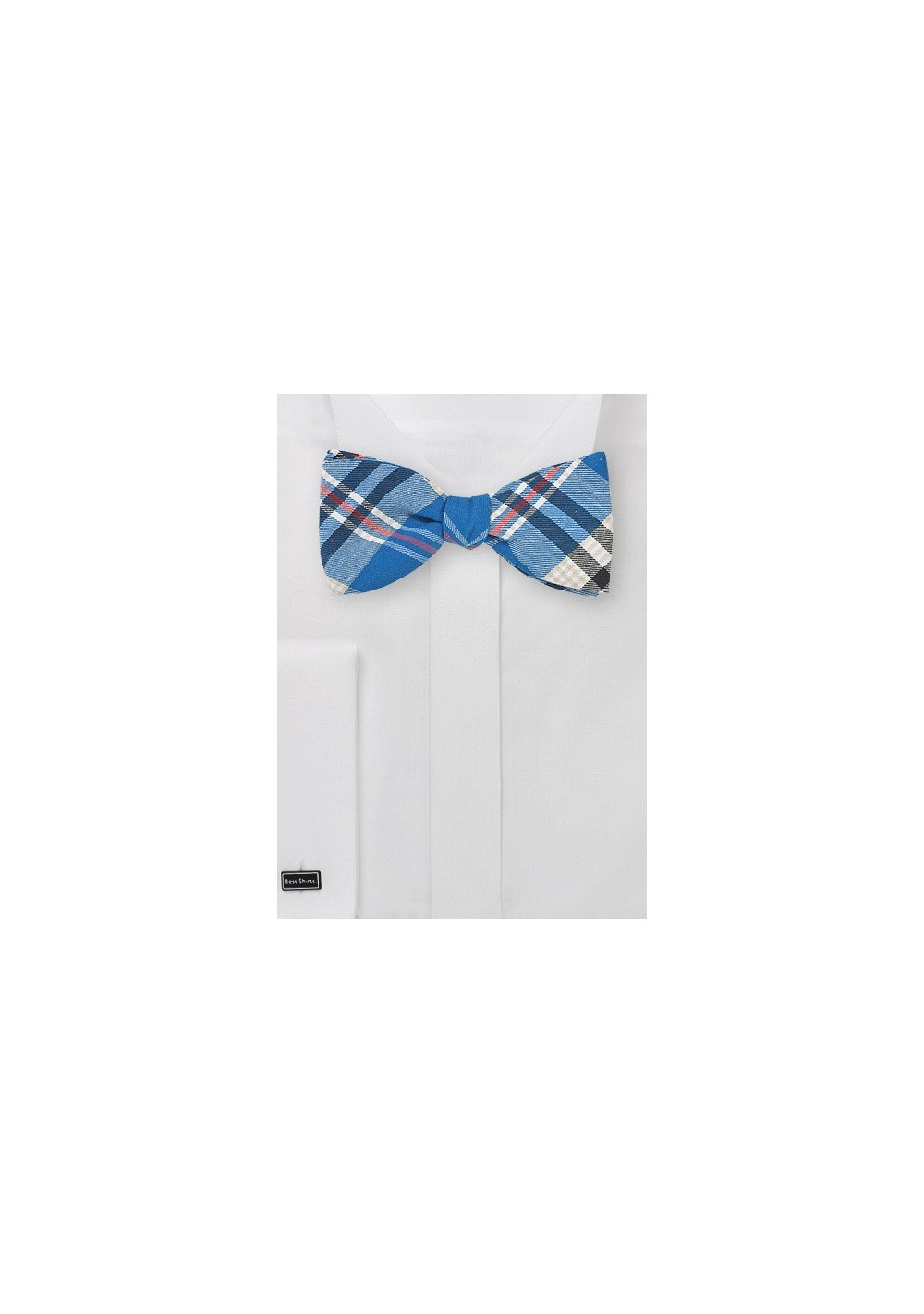 Madras Bow Tie in Royal Blue