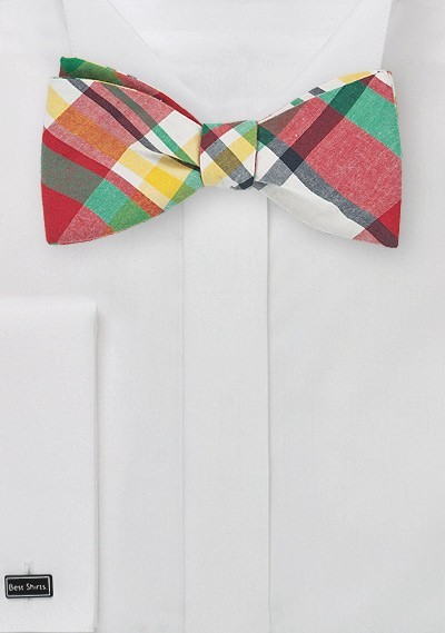 Summer Madras Bow Tie in Self Tie Style
