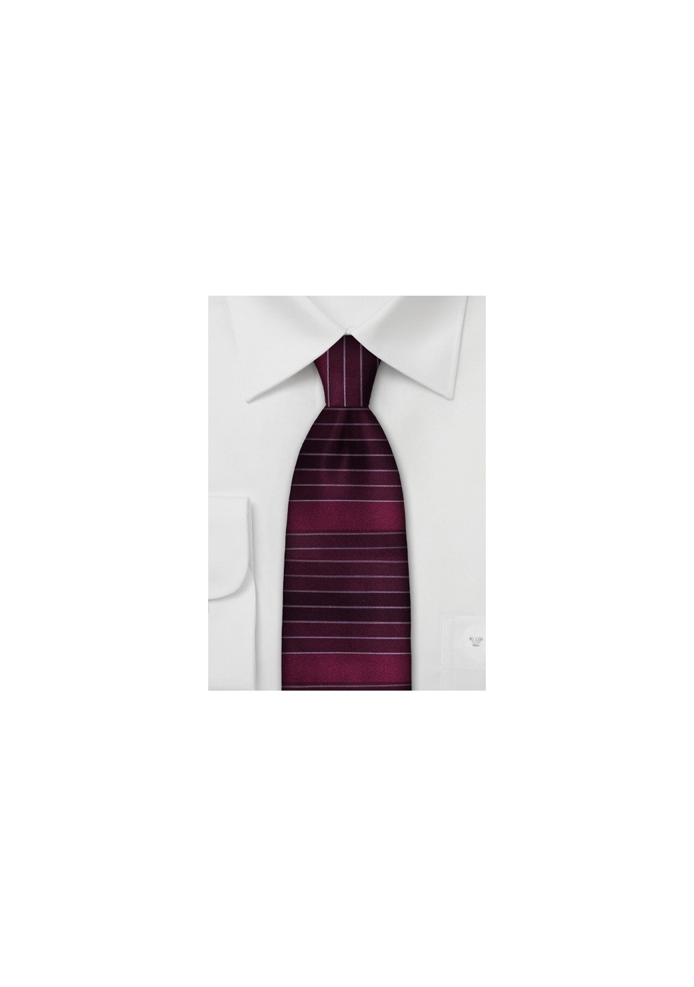 Horizontal Striped Silk Tie in Rich Reds