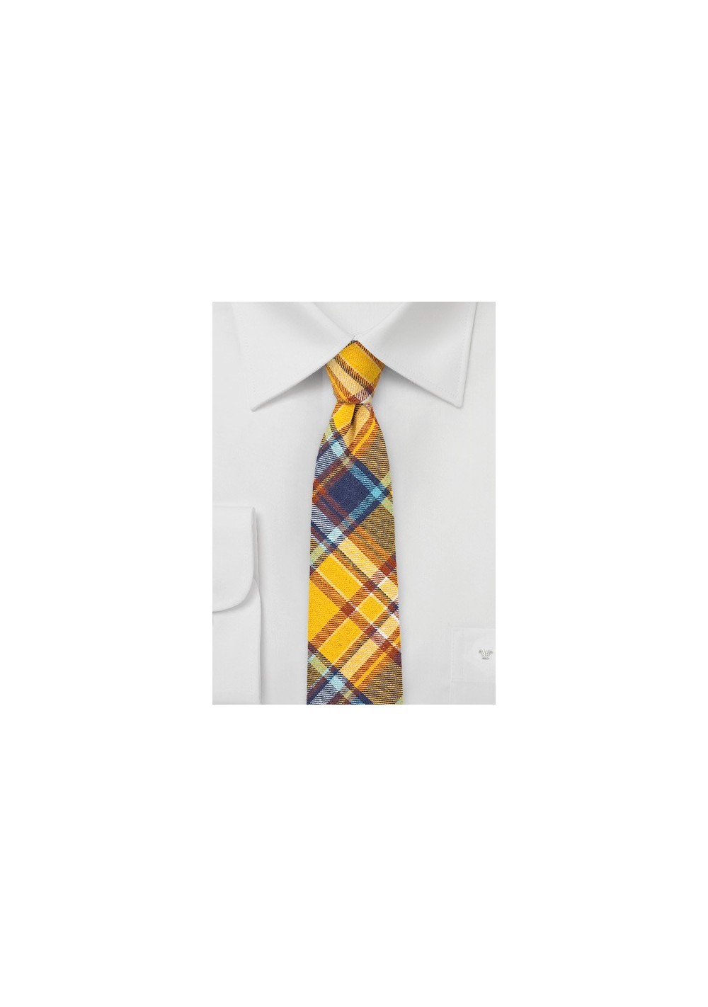Golden Yellow Flannel Plaid Tie