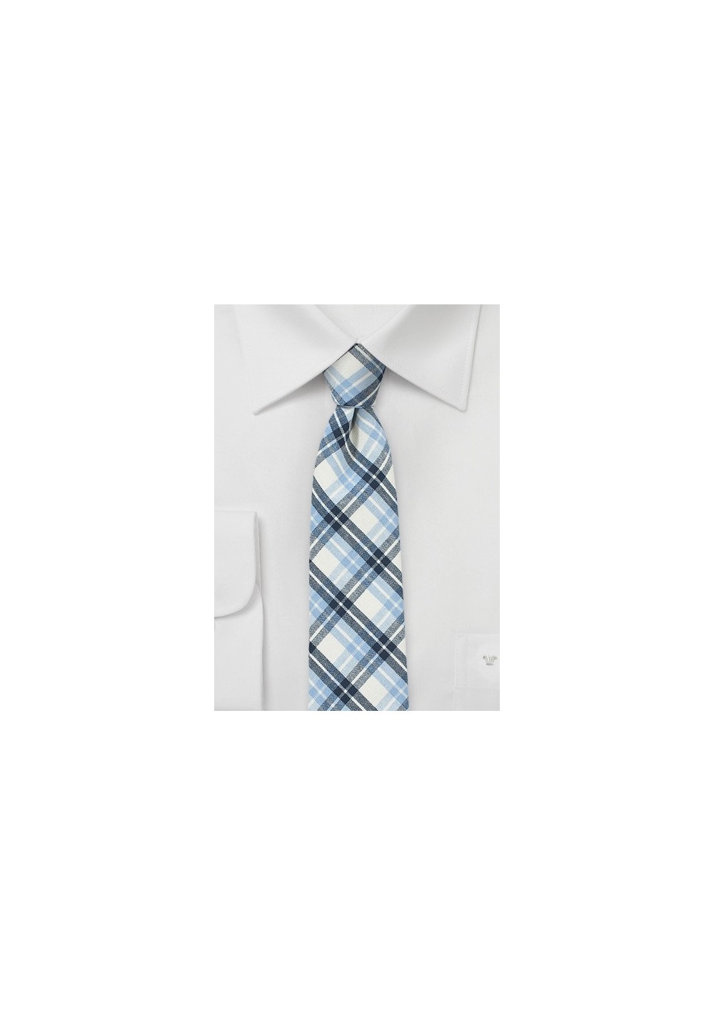 Blue Summer Plaid Tie in Pure Cotton