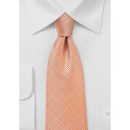 Plaid Necktie in Pastel Orange