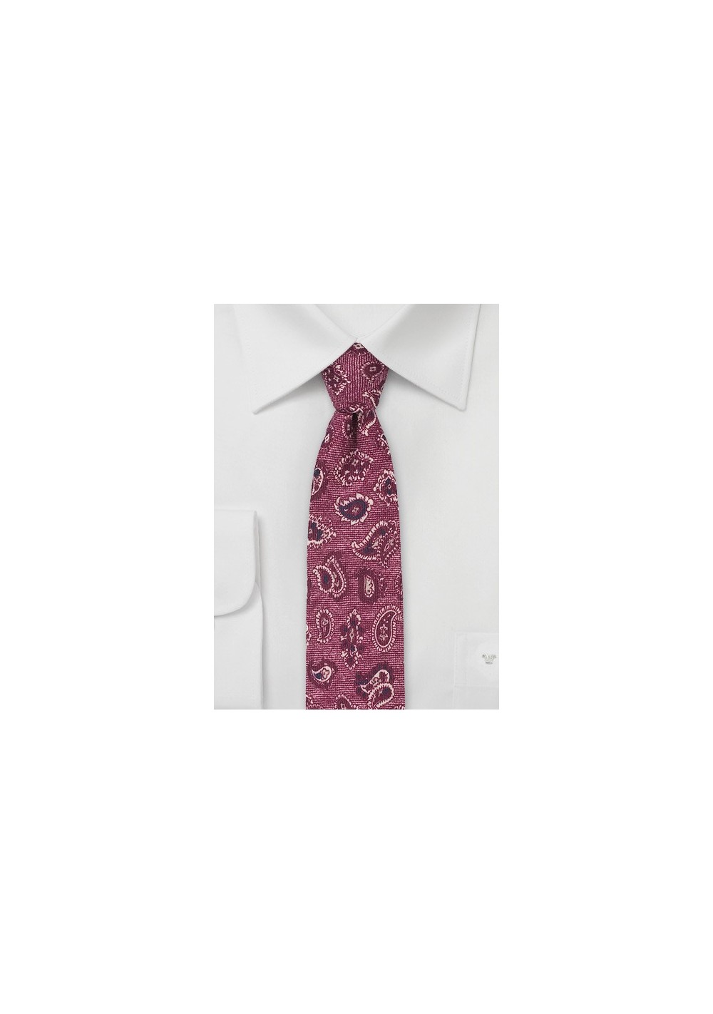 Wool Paisley Tie in Wine Red