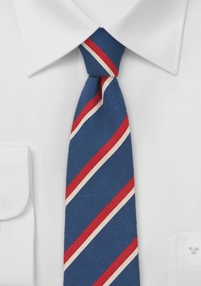 Vintage Print Skinny Tie with Stripes