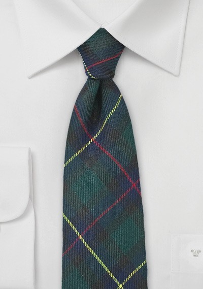 Flannel Plaid Necktie in Hunter Green
