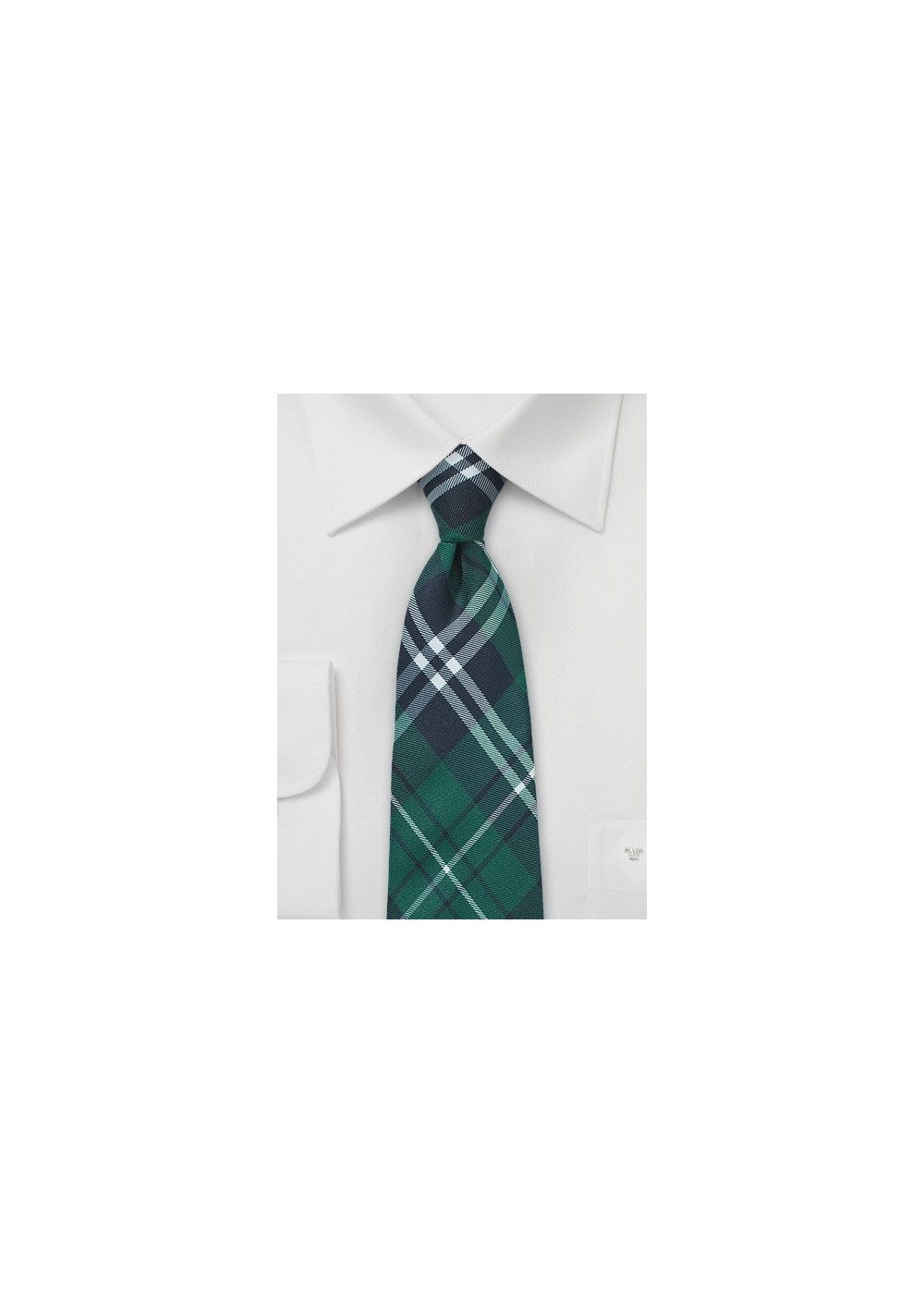 Forest Green Plaid Cotton Tie