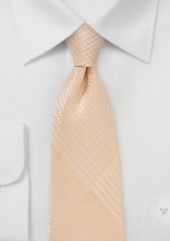 Men's Necktie with fine Check Pattern in Peach Parfait