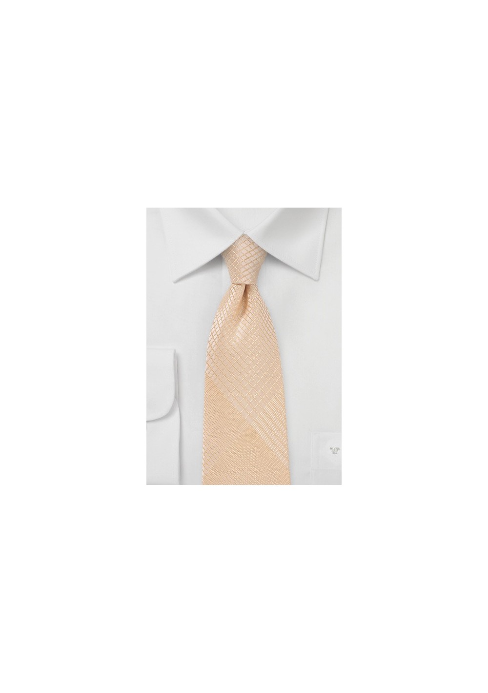 Men's Necktie with fine Check Pattern in Peach Parfait