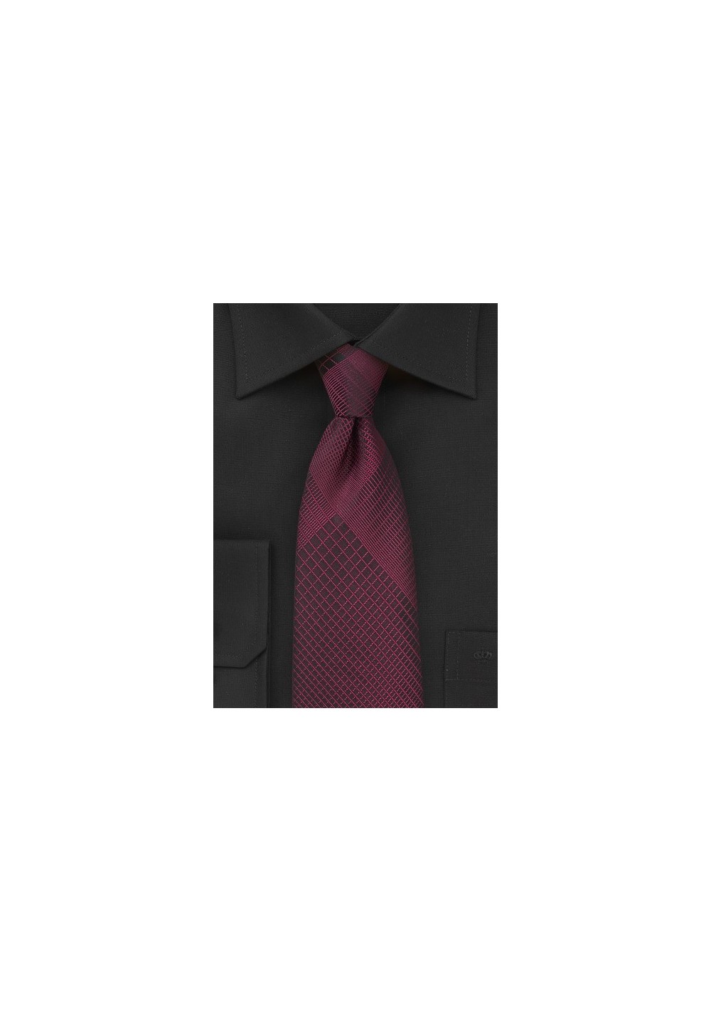 Trendy Plaid Designer Tie in Black and Rosewood