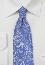 Cotton Paisley Floral Tie in Summer Blue