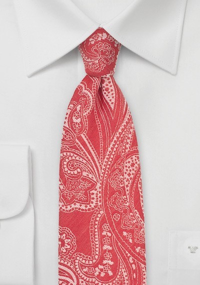 Red Cotton Summer With With Paisley Print