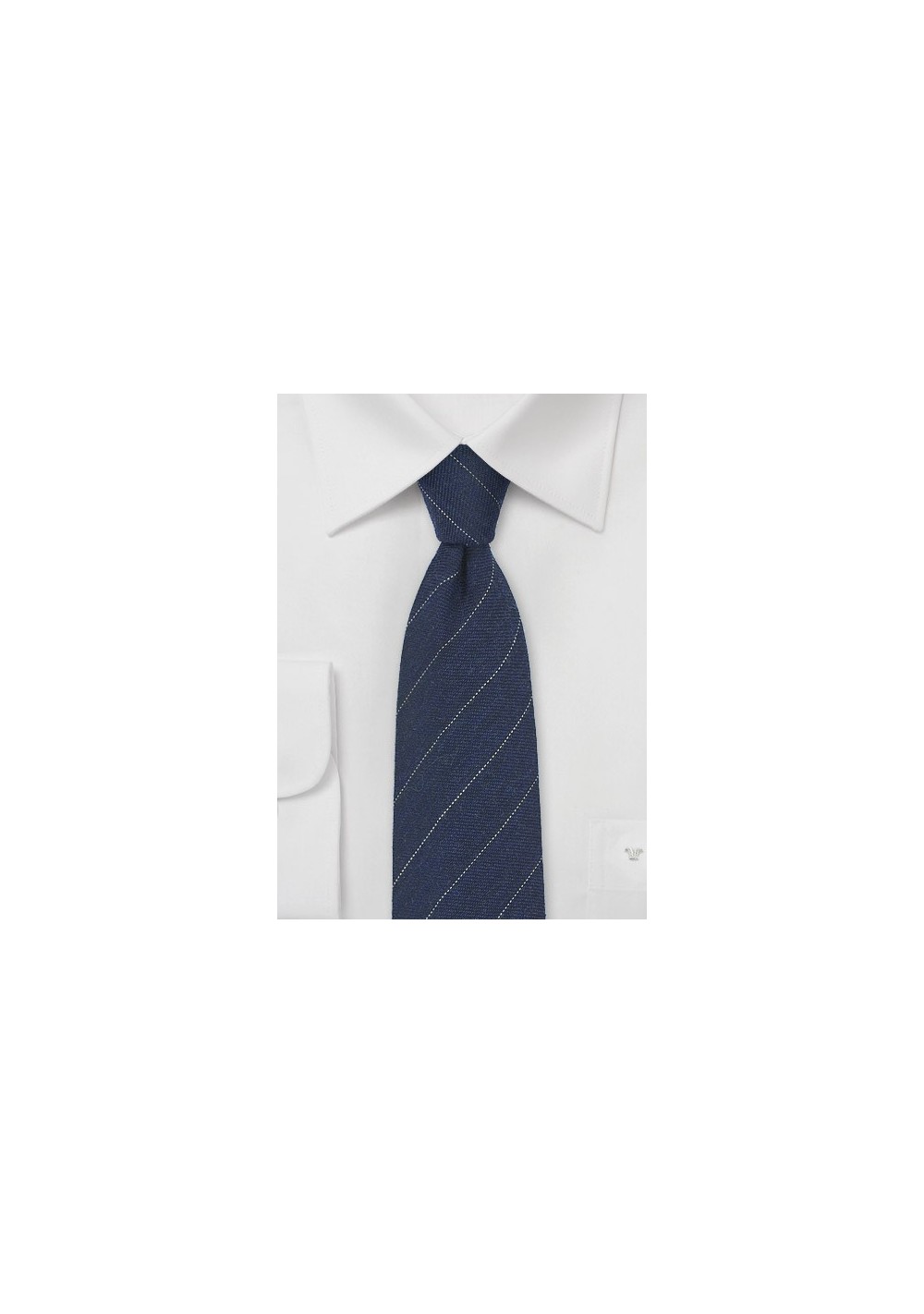Wool Striped Tie in Navy Blue