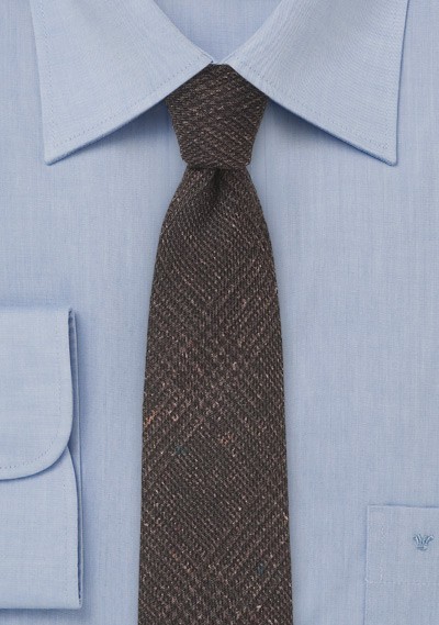 Espresso Brown Wool Print Necktie