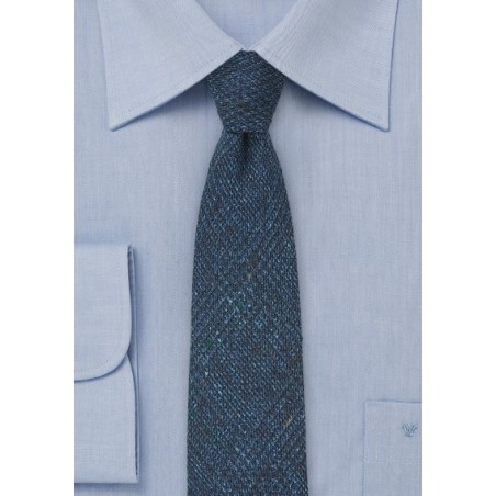 Blue and Teal Wool Print Tie