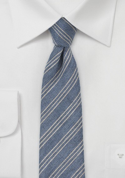 Denim Blue Striped Winter Tie