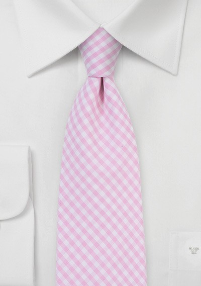 Tea Rose Pink Gingham Tie