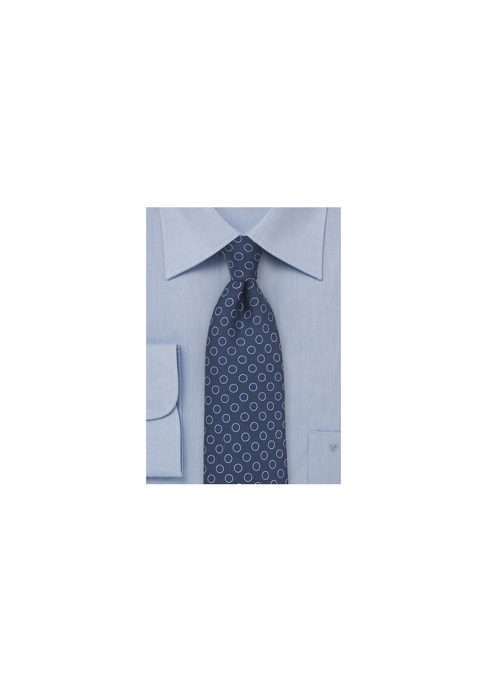 Dot Pattern Silk Tie in Navy and Light Blue