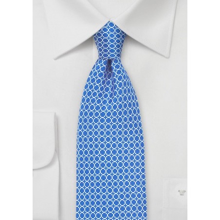 Graphic Print Silk Tie in Marina Blue