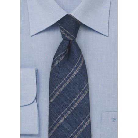 Elegant Italian Linen Necktie in Blue