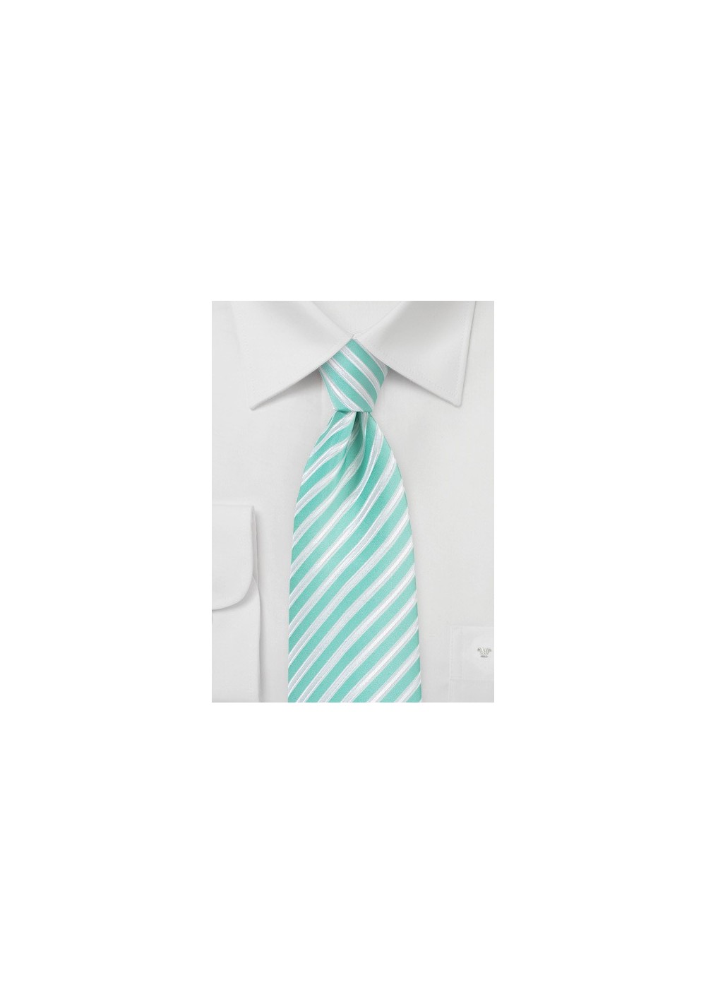 Pool Blue Tie with White Stripes