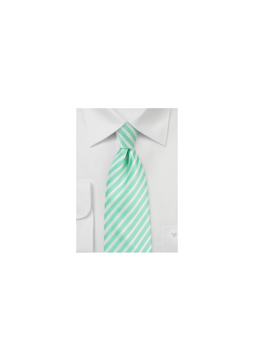 Striped Necktie in Spring Bud Green