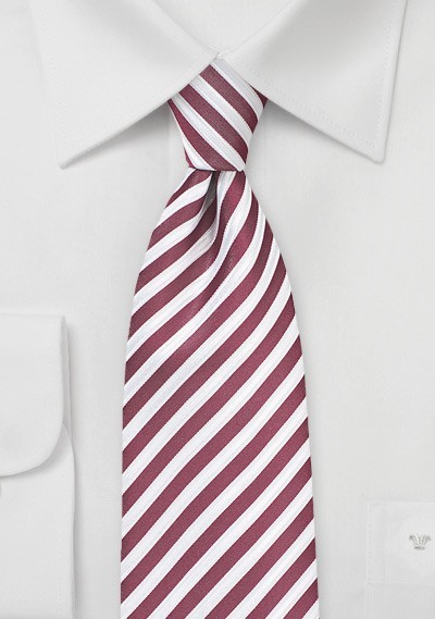 Striped Necktie in Claret Red