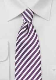 Grape Purple and White Striped Tie