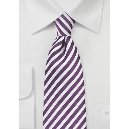 Grape Purple and White Striped Tie