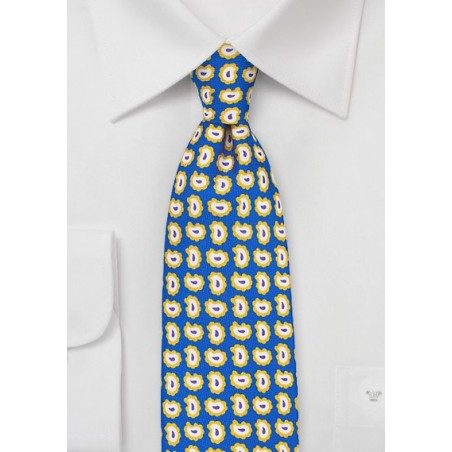 Pop Art Paisley Silk Tie in Blue and Yellow