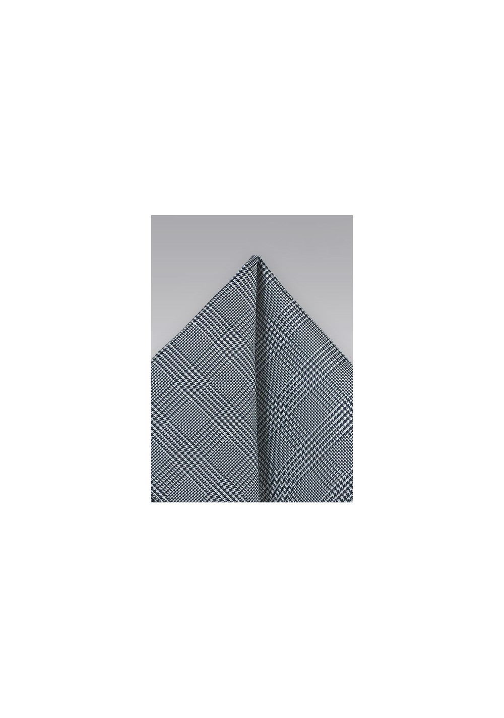 Charcoal Pocket Square with Glen Check