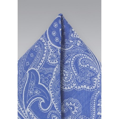 Paisley Floral Pocket Square in Summer Blue