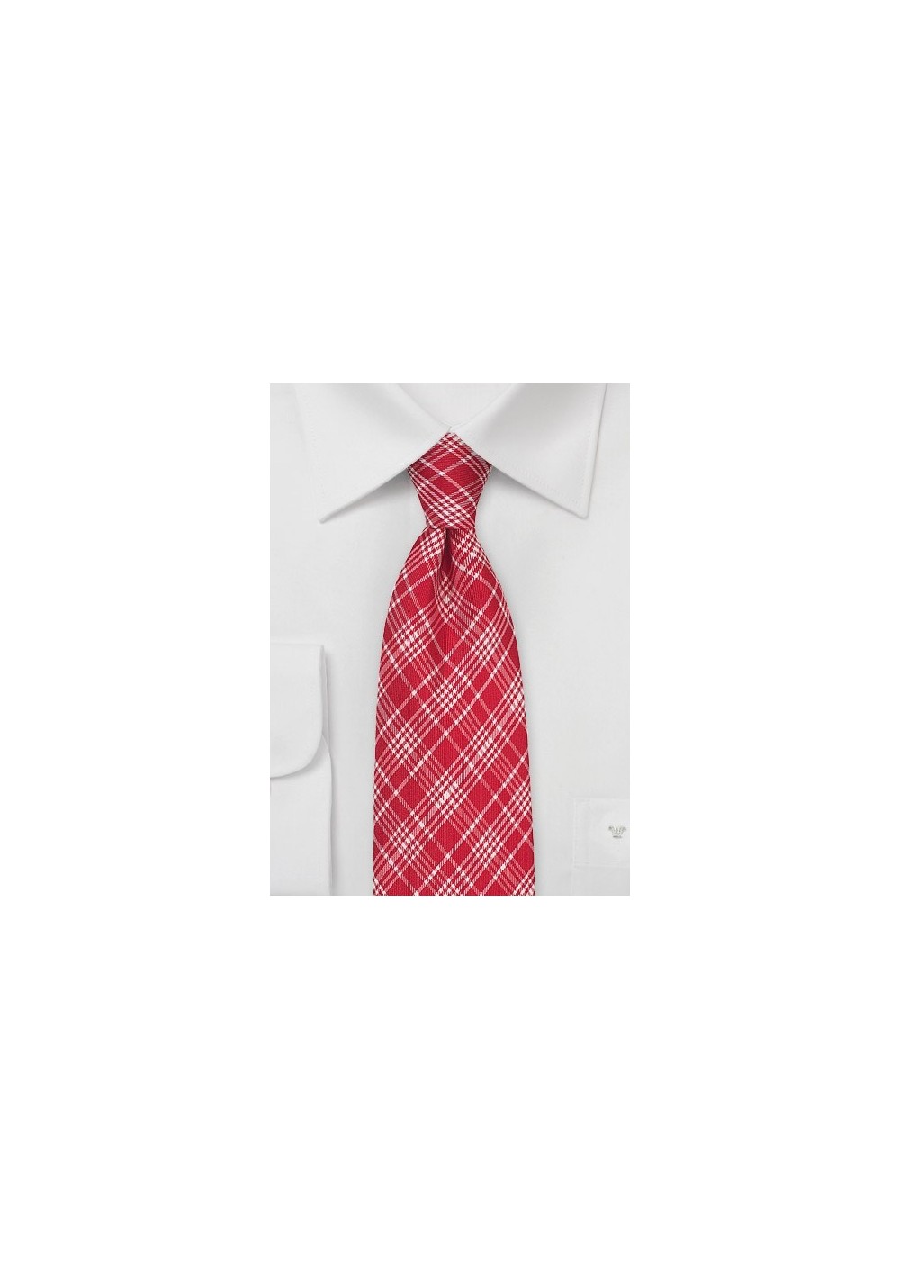Bright Red Check Silk Tie