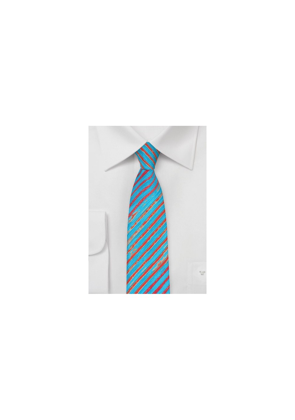 Tie Dye Striped Tie in Aqua and Orange
