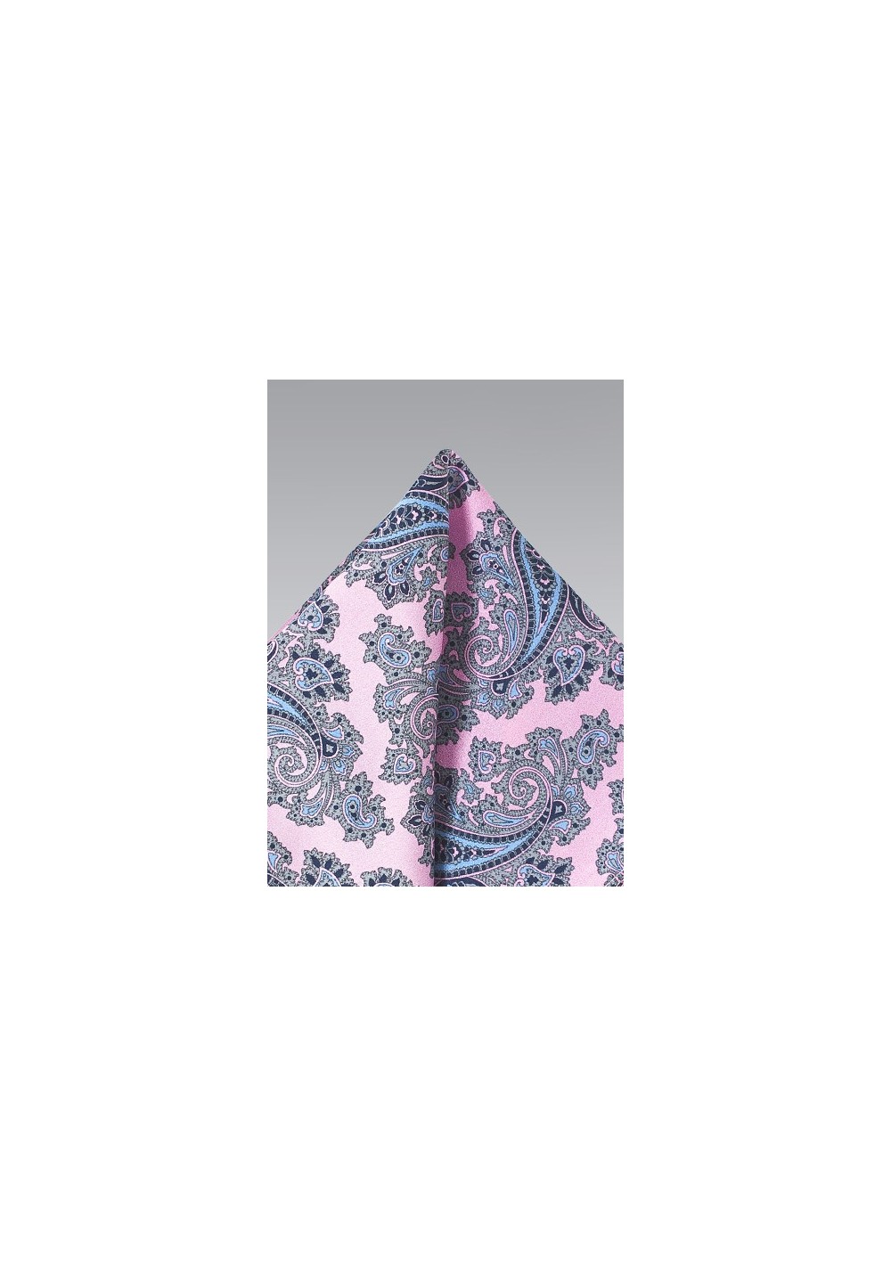 French Paisley Pocket Square in Pink and Blue