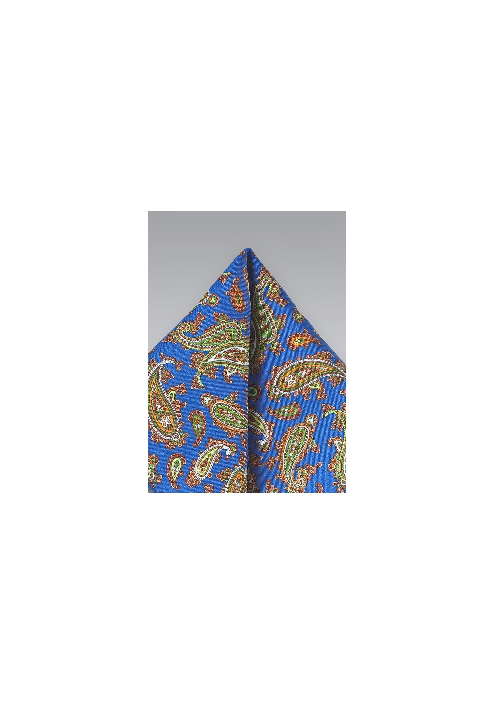 Bright Blue and Green Silk Pocket Square