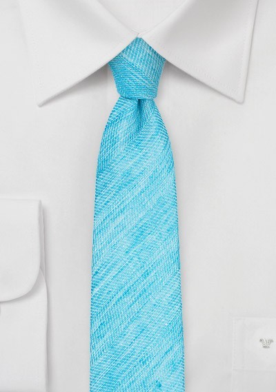 Pool Blue Linen Skinny Tie