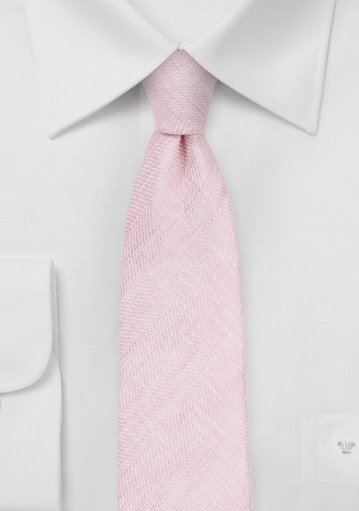 Skinny Linen Tie in Soft Pink