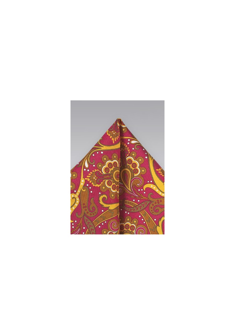 Bold Paisley Pocket Square in Coral and Gold