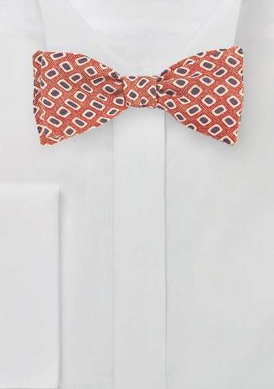 Vintage Print Bow Tie in Autumn Orange
